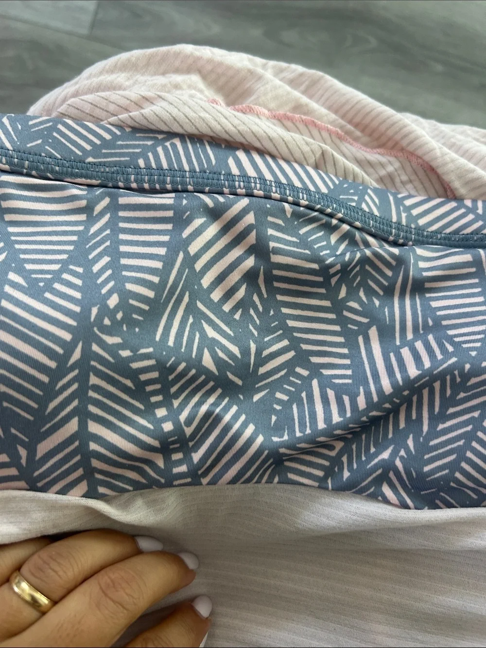 lululemon athletica Light Pink Tank Top with Grey Patterned Strappy Back
